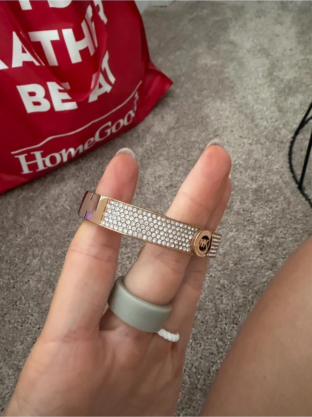 Michael Kors Rose Gold Tone Watch with Brown Leather Strap